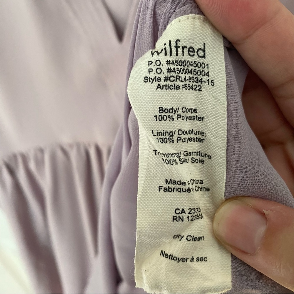 Wilfred Aritzia Lavender V-Neck Tunic Dress Small - Picture 8 of 10